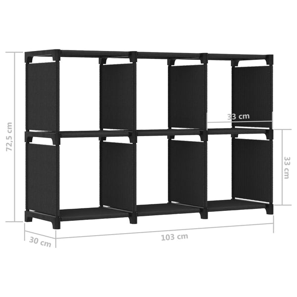 Musta esittelyhylly Francel 103x30x72,5cm (6 kuution, kangas)