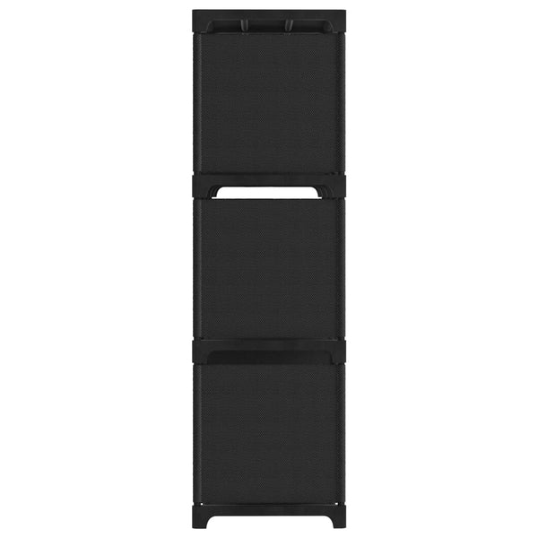 Schwarzes Würfel-Präsentationsregal Francel 103x30x107,5cm (Stoff)