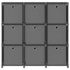Graues Regal mit 9 Fächern + Schubladen Francel 103x30x107,5cm (Stoff)