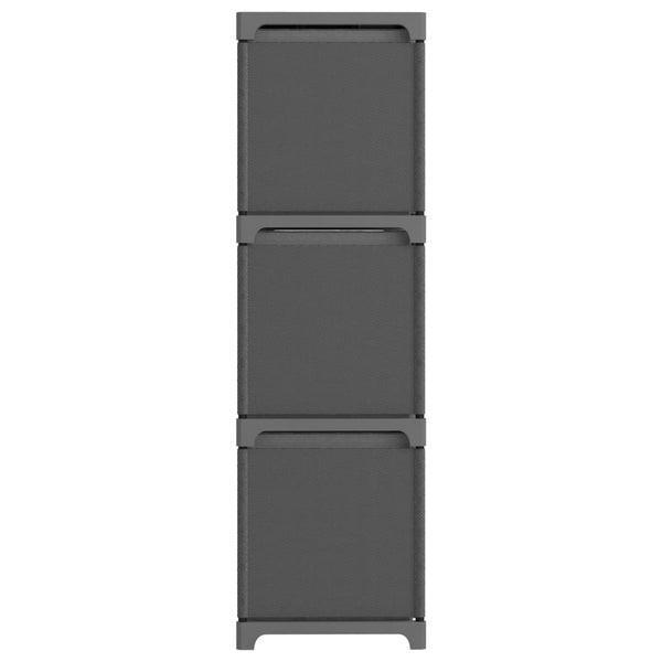 Graues Regal mit 9 Fächern + Schubladen Francel 103x30x107,5cm (Stoff)