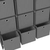 Graues Regal mit 9 Fächern + Schubladen Francel 103x30x107,5cm (Stoff)