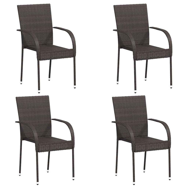 Braune stapelbare Outdoor-Stühle Vanda (4er-Set Polyrattan)