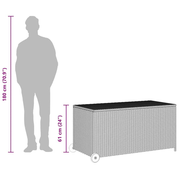 Graue Gartenaufbewahrungsbox Marsiliean 120x65x61cm (Polyrattan)