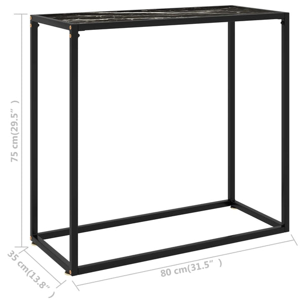 Lakiss schwarzer Konsolentisch 80x35x75cm (gehärtetes Glas)