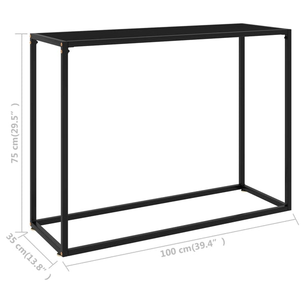 Lakiss musta konsolipöytä 100x35x75cm (karkaistu lasi)