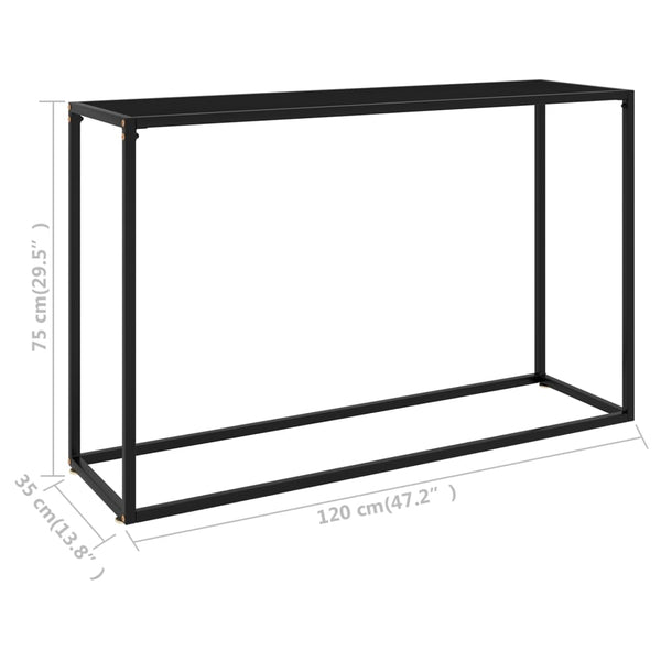 Musta Lakiss konsolipöytä mitoiltaan 120x35x75cm (karkaistu lasi)