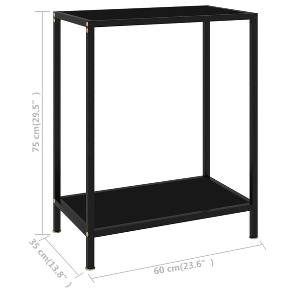 Lakiss schwarzer Konsolentisch 60x35x75cm (gehärtetes Glas)