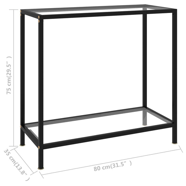Lakiss läpinäkyvä konsolipöytä 80x35x75cm (karkaistu lasi)