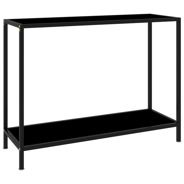 Schwarzer Konsolentisch 100x35x75cm Lakiss (gehärtetes Glas)