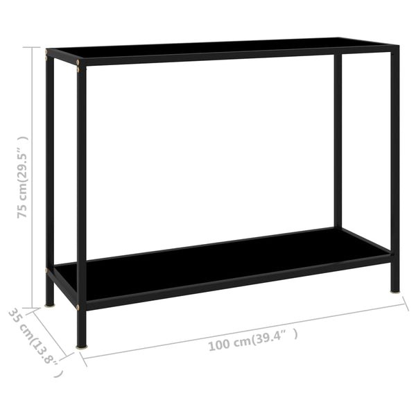 Schwarzer Konsolentisch 100x35x75cm Lakiss (gehärtetes Glas)