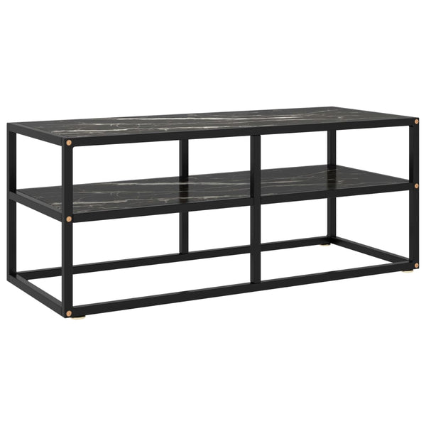 Schwarzer TV-Schrank Smaranda 100x40x40cm (mit schwarzer Marmorglasplatte)