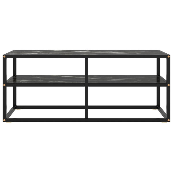 Schwarzer TV-Schrank Smaranda 100x40x40cm (mit schwarzer Marmorglasplatte)