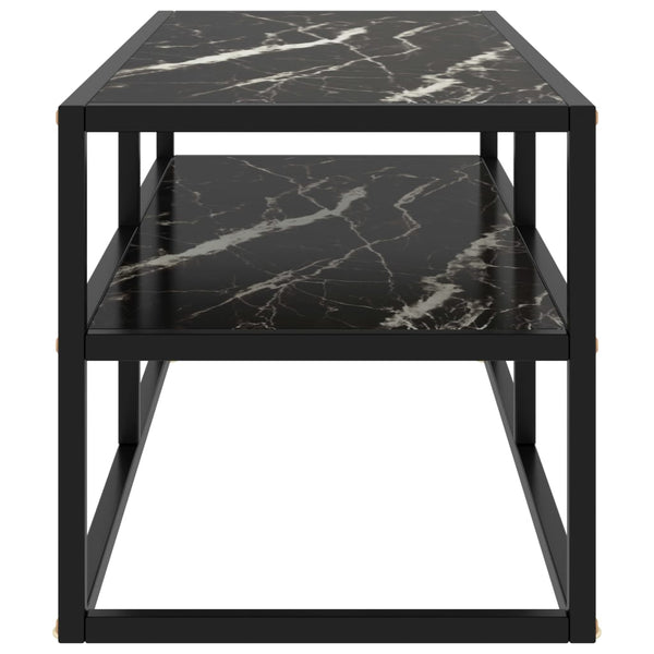 Schwarzer TV-Schrank Smaranda 100x40x40cm (mit schwarzer Marmorglasplatte)