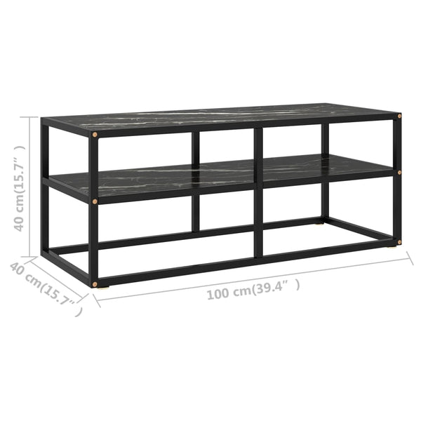 Schwarzer TV-Schrank Smaranda 100x40x40cm (mit schwarzer Marmorglasplatte)