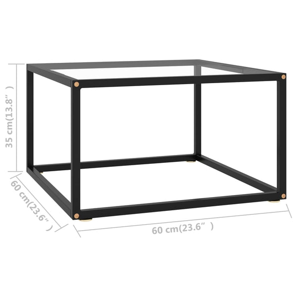 Schwarzer Couchtisch Aurora 60x60x35cm (gehärtetes Glas)