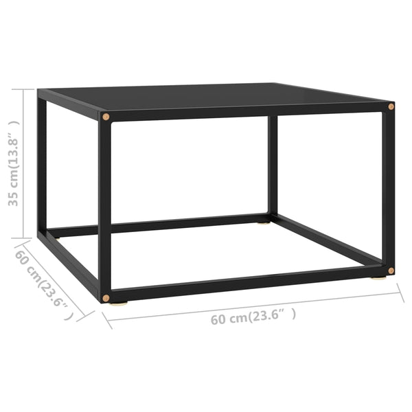 Schwarzer Couchtisch Aurora 60x60x35cm (mit schwarzer Glasplatte)