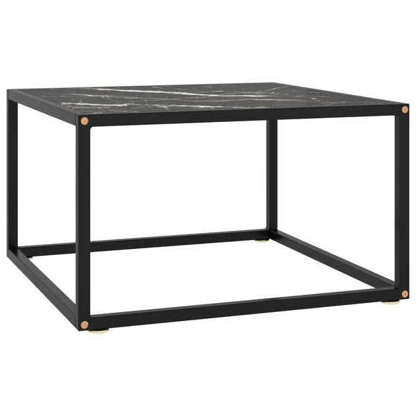 Schwarzer Couchtisch Aurora 60x60x35cm (mit schwarzer Marmorglasplatte)