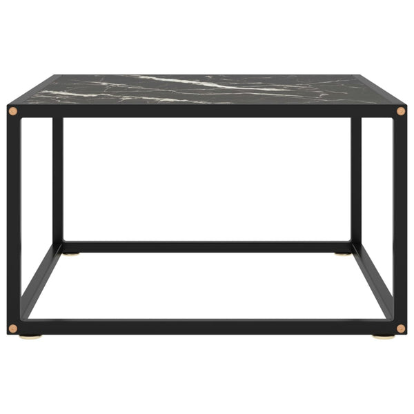 Schwarzer Couchtisch Aurora 60x60x35cm (mit schwarzer Marmorglasplatte)