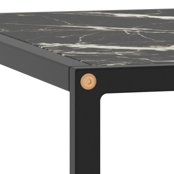 Schwarzer Couchtisch Aurora 60x60x35cm (mit schwarzer Marmorglasplatte)