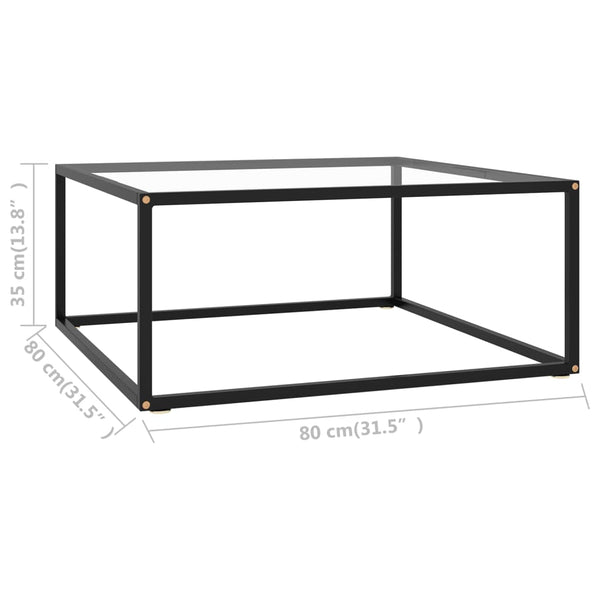 Couchtisch Aurora Schwarz 80x80x35cm (gehärtetes Glas)