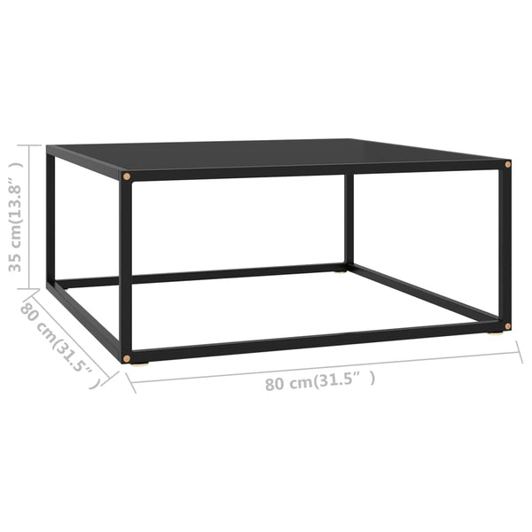 Couchtisch Aurora Schwarz 80x80x35cm (mit schwarzer Glasplatte)