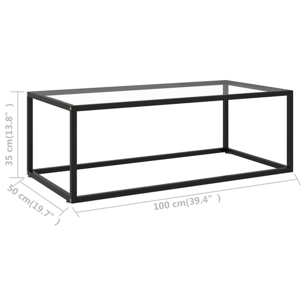 Schwarzer Couchtisch Aurora 100x50x35cm (gehärtetes Glas)