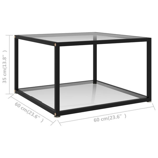Anidor Couchtisch 60x60x35cm transparent (gehärtetes Glas)