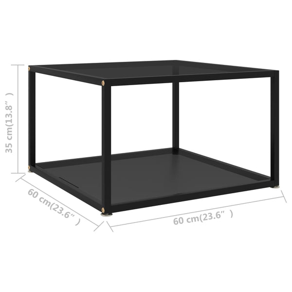 Schwarzer Couchtisch Anidor 60x60x35cm (Hartglas)