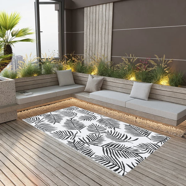 Schwarz-weißer Outdoor-Teppich Marianovici 160x230cm (pp)