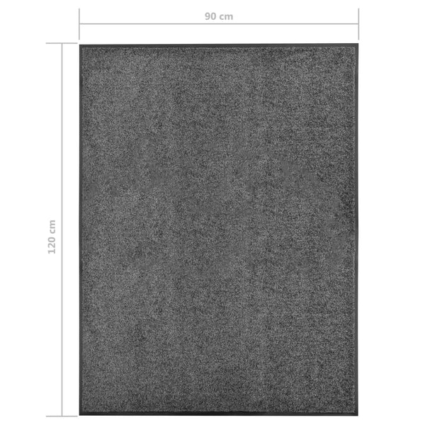 Anthrazitfarbene waschbare Fußmatte Chisnar 90x120cm