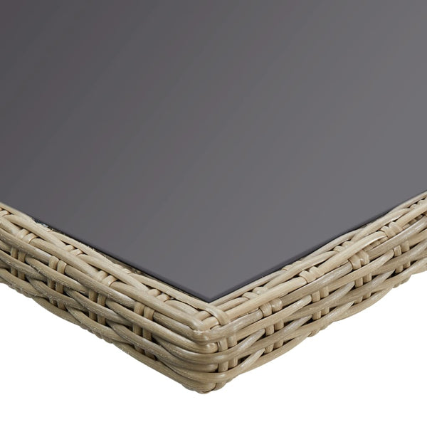 Brauner Gartentisch Blaze 200x100x74cm (Glas und Polyrattan)