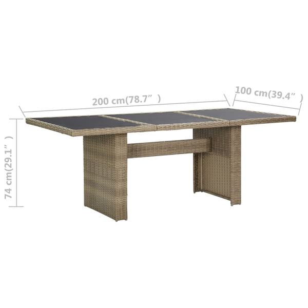 Brauner Gartentisch Blaze 200x100x74cm (Glas und Polyrattan)