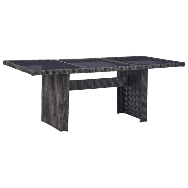 Schwarzer Gartentisch Blaze 200x100x74cm (Glas und Polyrattan)