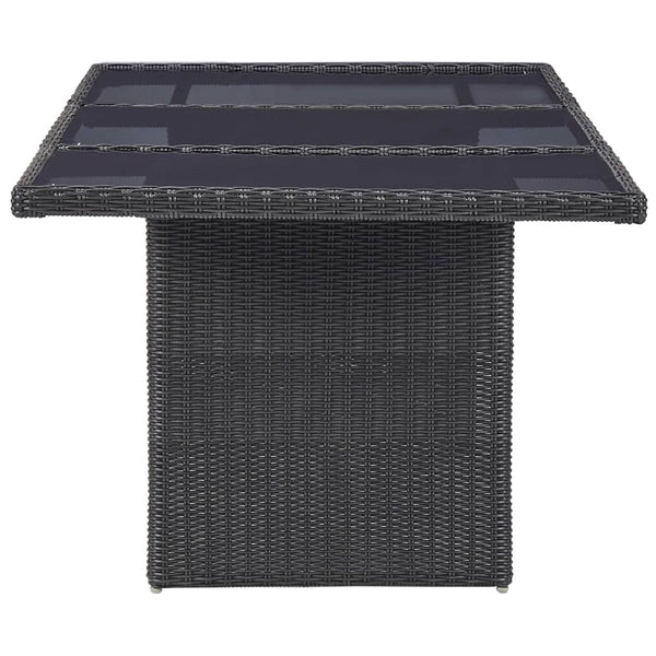 Schwarzer Gartentisch Blaze 200x100x74cm (Glas und Polyrattan)