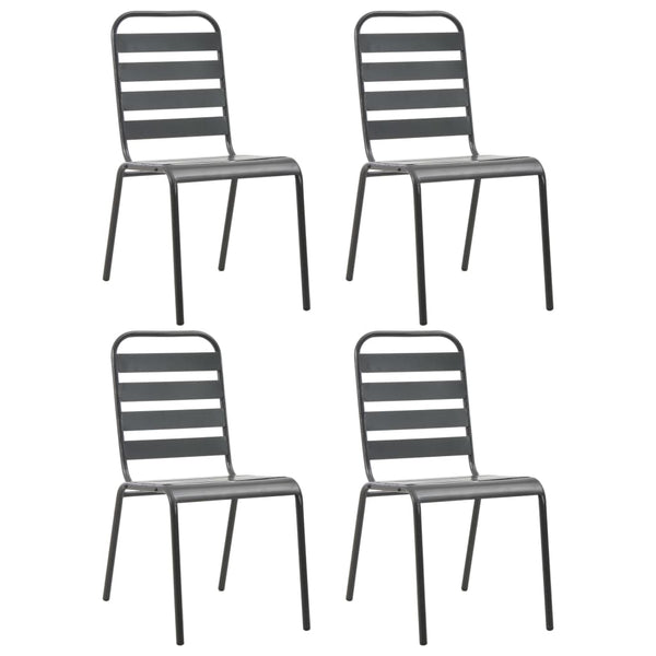 Dunkelgraue Outdoor-Stühle Marnita (4 Stück Lattenrost-Design Stahl)