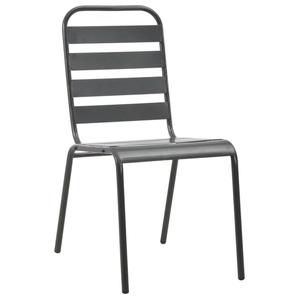 Dunkelgraue Outdoor-Stühle Marnita (4 Stück Lattenrost-Design Stahl)
