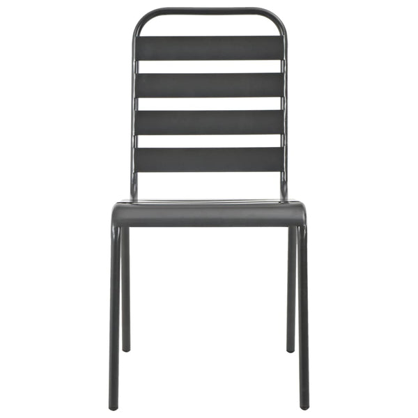 Dunkelgraue Outdoor-Stühle Marnita (4 Stück Lattenrost-Design Stahl)