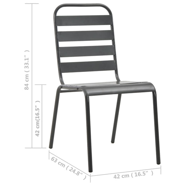 Dunkelgraue Outdoor-Stühle Marnita (4 Stück Lattenrost-Design Stahl)