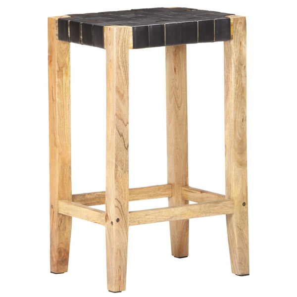Schwarze Barhocker Sloboda 75cm (2 Stück Echtleder)