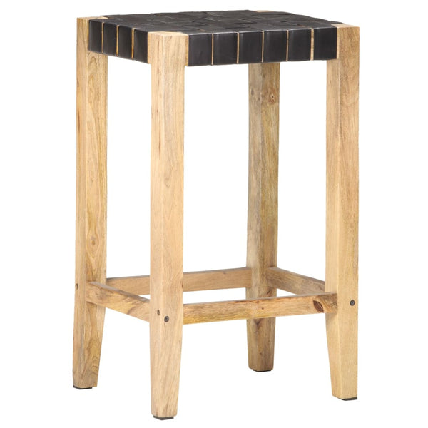 Schwarze Barhocker Sloboda 75cm (2 Stück Echtleder)