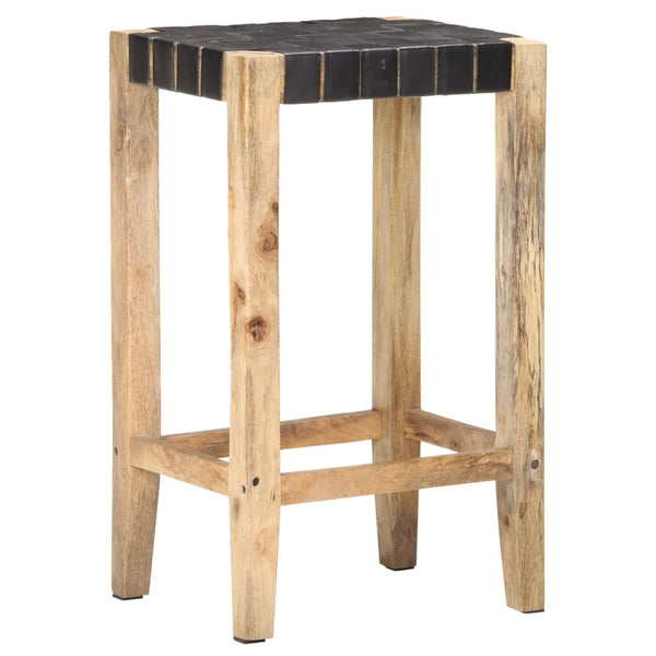 Schwarze Barhocker Sloboda 75cm (2 Stück Echtleder)