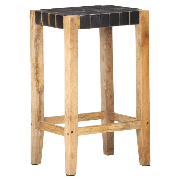 Schwarze Barhocker Sloboda 75cm (2 Stück Echtleder)