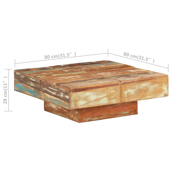 Couchtisch Darrell 80x80x28cm (Recyclingholz)