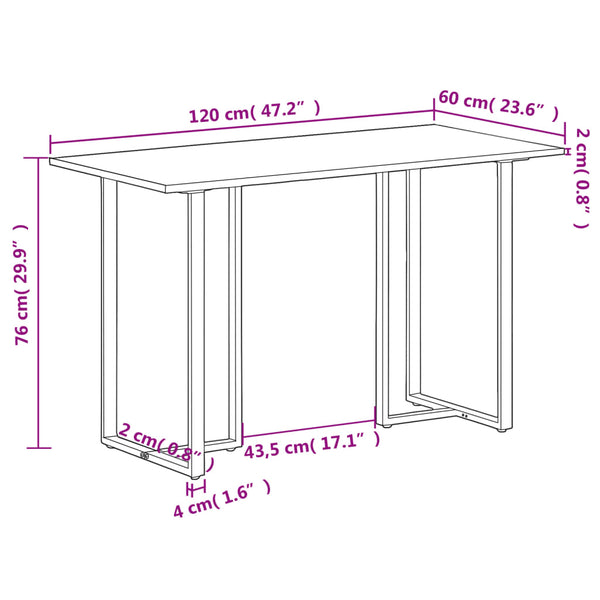 Esstisch Gugesti 120cm (Grobes Mangoholz)