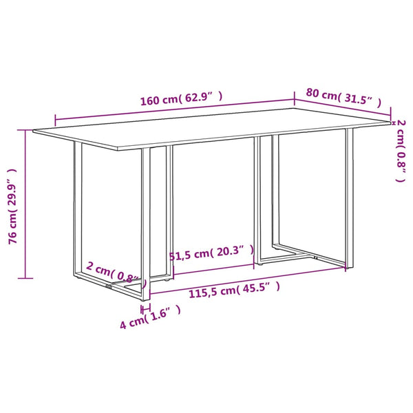 Esstisch Gugesti 160 cm (recyceltes Massivholz)
