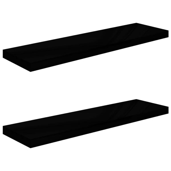 Schwarze schwebende Wandregale Chan 90x23,5x3,8cm (2 Stück Hochglanz MDF)