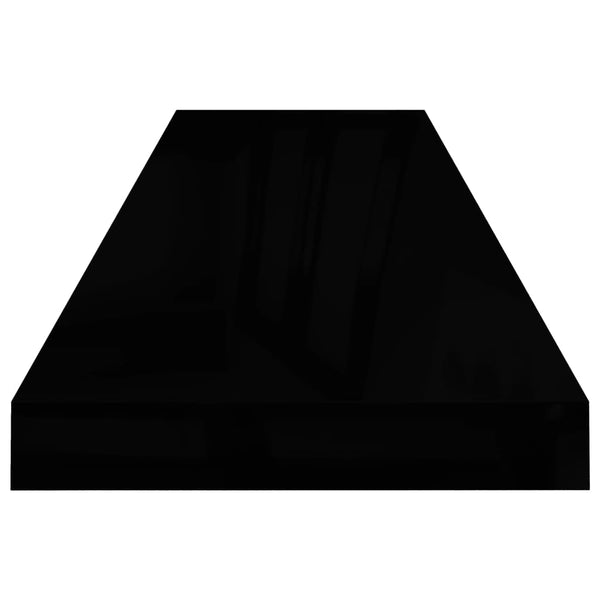 Schwarze schwebende Wandregale Chan 90x23,5x3,8cm (2 Stück Hochglanz MDF)