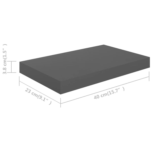 Wandregal Chan Grau 40x23x3,8cm (MDF)