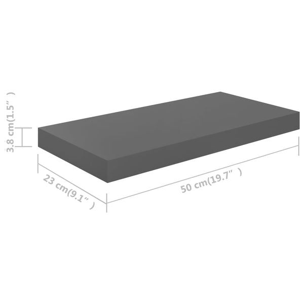 Wandregal Chan grau schwebend 50x23x3,8cm (MDF)