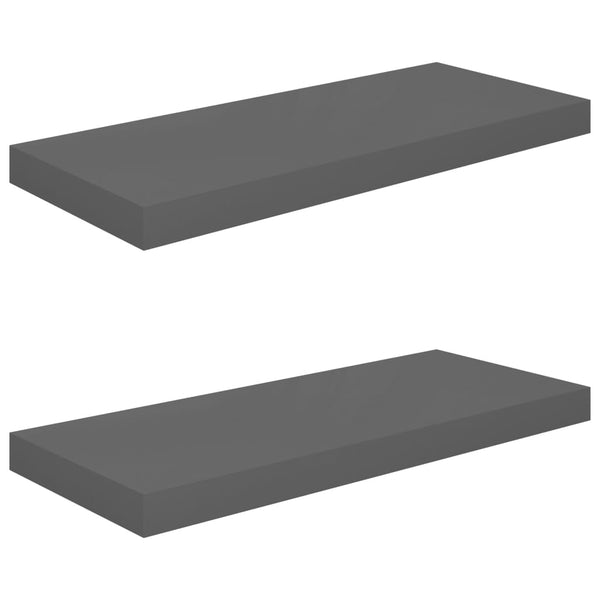Graue schwebende Wandregale Chan 60x23,5x3,8cm (2 St. Hochglanz-MDF)